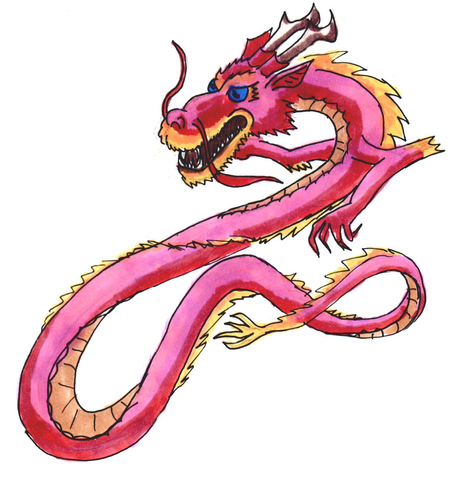 Japanese style Dragon. Pencil, Ink and Copics Marker. Japanese style Dragon. Pencil, Ink and Copics Marker.